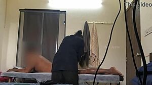 Spa girl flashes juicy ass during sneaky dick tease massage