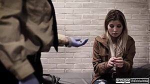 Two officers roughly fuck 18yo petite teen at work