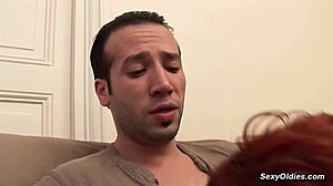 Mature redhead businesswoman takes big cock anal in two spots