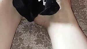 Gretala Rubs Thong on Sexy Barefoot Ebony Feet