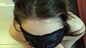 Submissive Blonde Licks Cum from Feet After Spanking Blowjob