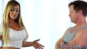 masseuse babe surprises with titty fuck and handjob finish?