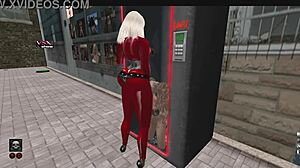 a shemale drags a girl into the slut vendor gloryhole on second life webcam