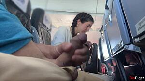 i flashed my cock on the airplane and this cute pigtail teen made me cum in two minutes