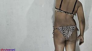 Animal Print Crossdressing Indian Shemale Lingerie Solo Tease