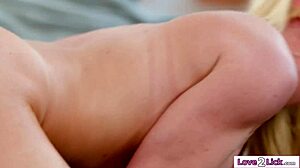 Busty milf licks petite blonde apprentice pussy till orgasm explodes