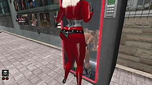 a shemale drags a girl into the slut vendor gloryhole on second life webcam