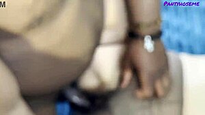 Filming shy mature bride's first BBC creampie in sheer pantyhose spooning