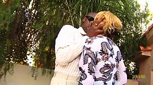 beautiful blonde milf crave's uh interracial black cock pounding heels on