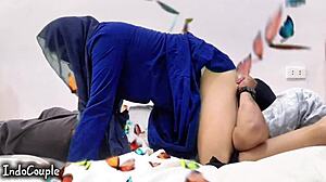 first time indonesian muslim wife facesits swallows hubby's cum?