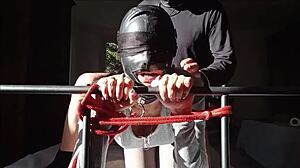 laura's sexy milf ass and tits bounce in bondage heels with cumshot finish