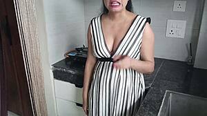that sexy indian stepsis gets hardcore doggystyle creampie from stepbro in the kitchen