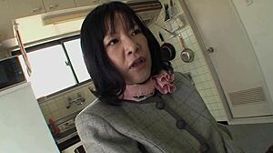 Mature Asian Brunette Makiko Nakane Gapes Shaved Pussy Anal Fingering