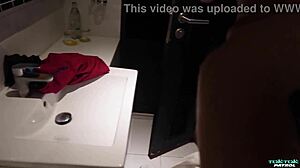 Tiny Asian Girl Cleans Shaved Pussy in Shower Before Monster Cock Doggystyle