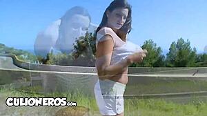 sensual jane sloppy public cowgirl fuck ignores getting caught! 🌳🍆💦