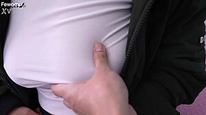 Busty Korean girlfriend roleplays in black stockings!