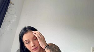 gave her lingerie gift now she's slurping my cock with tattoos