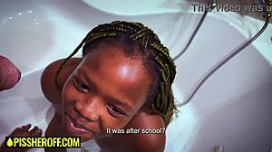 Petite black teen drowned in piss drool sloppy bwc blowjob