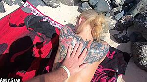 skinny german blonde gets roughly creampied on fuerteventura beach holiday by friend