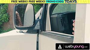 Petite femdom Summer Col ruins courier Chanel Camryn's tight pussy with strap-on destruction