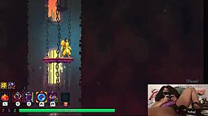 chubby ebony gamer fucked deep with dildo while playing dead cells