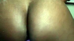 sexy ebony solo cums black creamy on dildo homemade pretty pussy