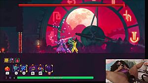 chubby ebony gamer fucked deep with dildo while playing dead cells