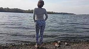 Beautiful Slut Sucks Cock by River Swallows Huge Load