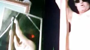 nude amateur humps pole to squirting cum climax