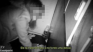 Gloryhole Tranny Takes Thick Cock Inside Cabin