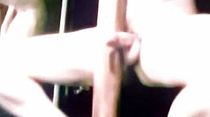 nude amateur humps pole to squirting cum climax