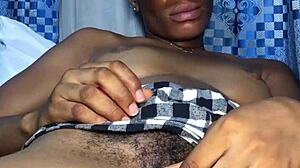 pretty black chick spreads wet hairy pussy begging you to fuck her tight beaver