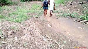 Forest Lady Ebony Ass Oiled for Outdoor Blowbang Cumshot