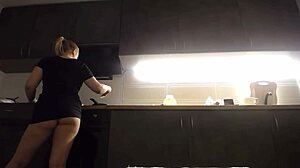 I feel overwhelming desire cooking then finger my wet pussy in kitchen endlessly