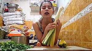 peruvian prostitute eats carrot top to bottom before big cock pounding surprise