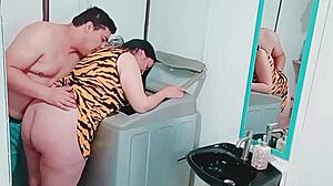 Stepmom's washing machine fix turns into wild wet pussy ride