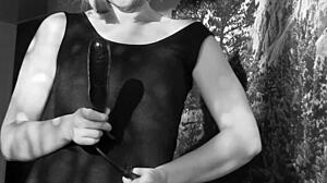 Sexy Milf's Big Ass Shakes in Black Stockings Toy Solo Cinema Fetish.