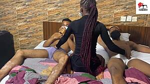 Amateur threesome guest guy sparks real hot action