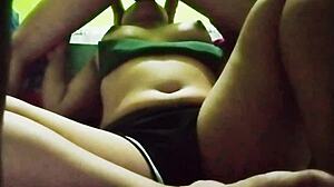 Girlfriend's homemade uncensored deepthroat ball licking cum swallow bedroom tease
