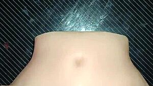 Candy debuts missionary style pussy slamming creampie on desk with huge homemade toy foreplay