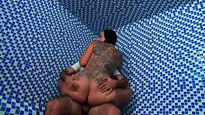 Big Ass Latina Pussy Pounded by Huge Cock in Steamy Sauna Spooning