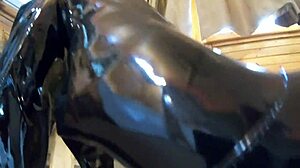 Milfycalla deepthroats cumshot facial in fur coat shiny boots heels close-up!