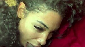 curly babe spits deepthroat big cock in public car