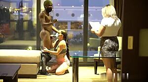 masked slut sucks huge bbc through mask in sloppy blowdemic