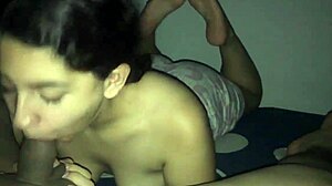 19 year old latina sucks cock deep then takes creampie pov homemade