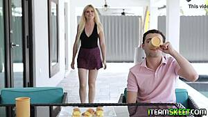 blonde teen nikki sweet deepthroats licks tits ass in bathroom handjob fun