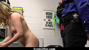 mall cop punishes cute teen shoplifter with big cock in office pov?