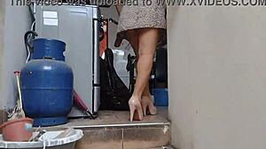 neighbors have no idea im filming homemade latina milf flashing skirt heels pov