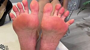 mature wife teases feet and orgasms in solo fetish play