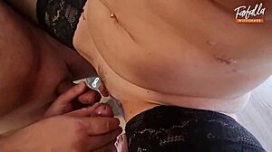 HORNY WIVES BLINDFOLDED FOR ROUGH THREESOME BENT OVER FACIAL CUMSHOTS!